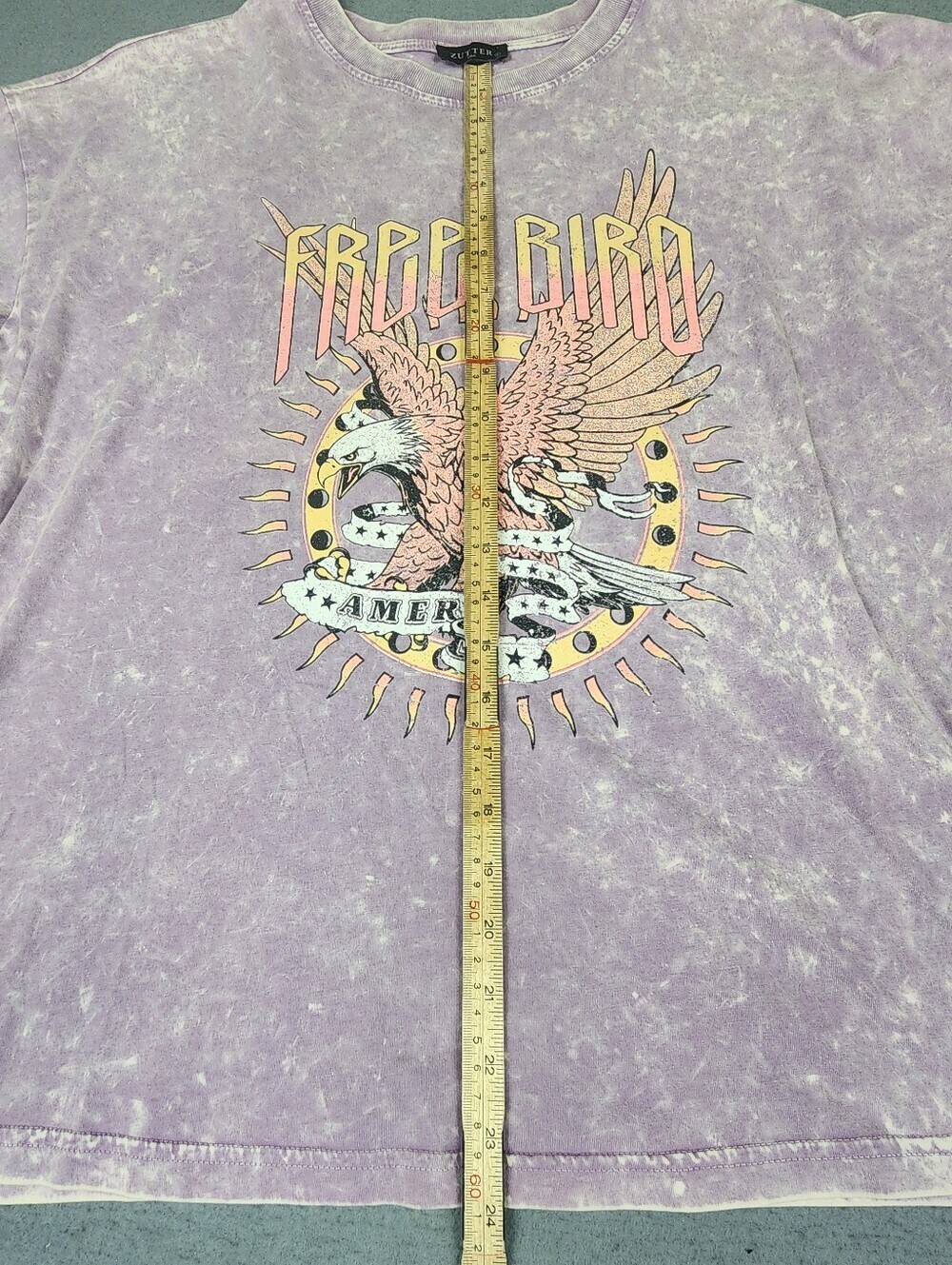 Zutter Free Bird Lavender Graphic Tee Streetwear Retro Style Womens Small - Picture 7 of 8